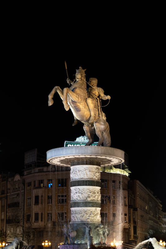 A monument after dark